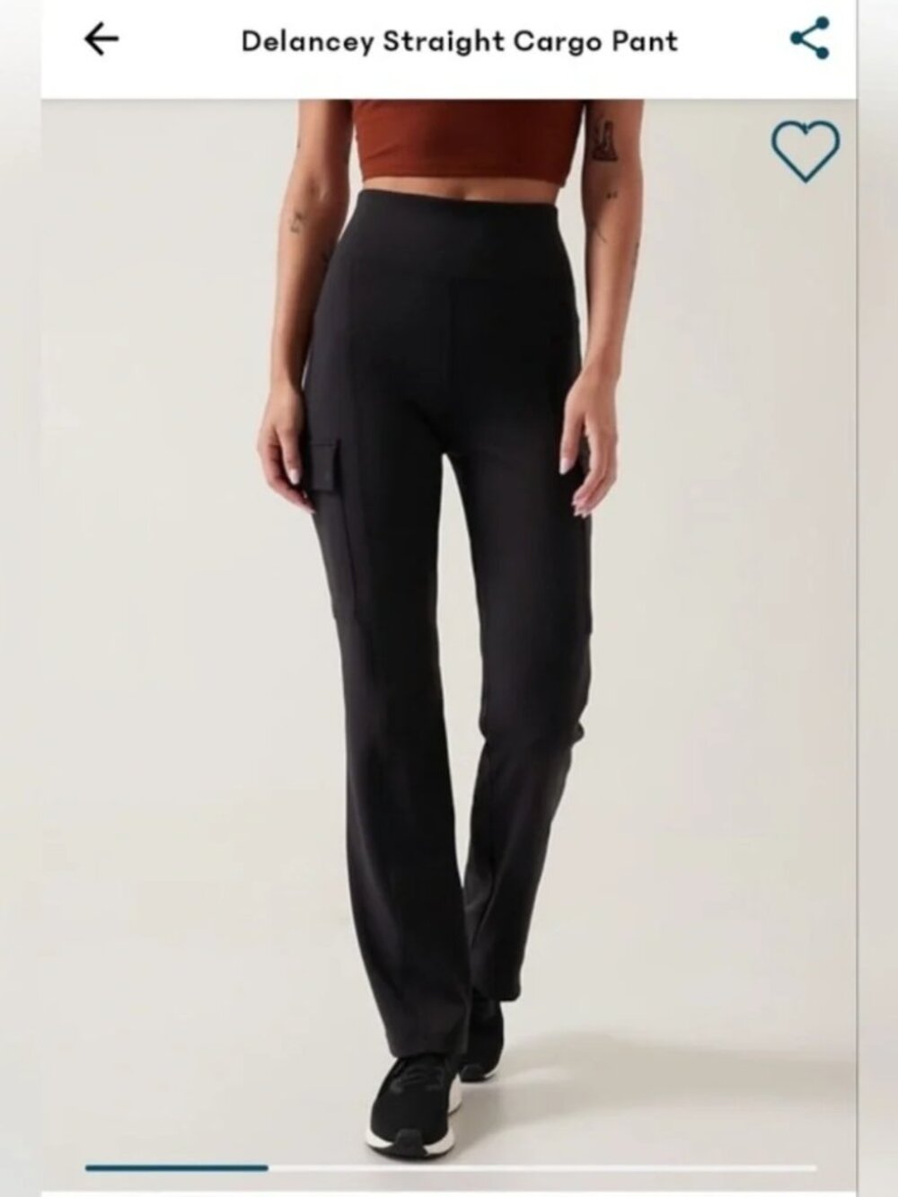 Athleta Delancey Straight Cargo Pant Black High Rise Womens Size S NEW